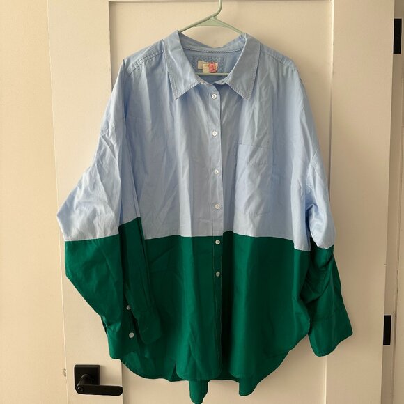 Anthropologie | Maeve Bennet Buttondown Shirt: Colorblock Edition | 3X - Picture 2 of 8